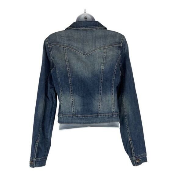 Jessica Simpson Womens Denim Jacket Medium Button Front Classic Blue Wash - Picture 7 of 7